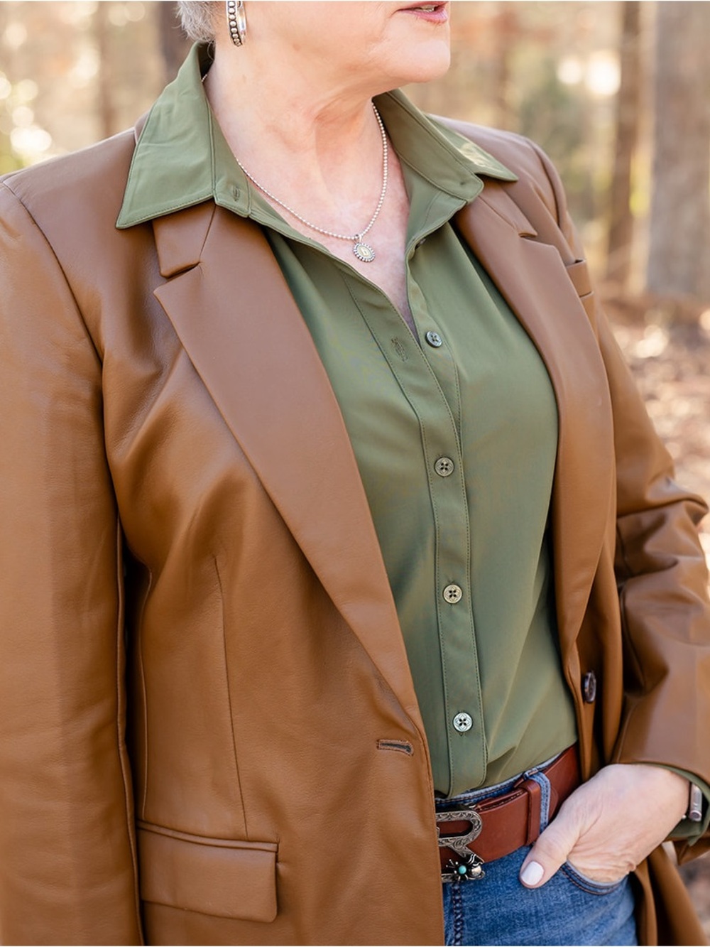 Ameliora "The Dawn" Olive Green Button Up Shirt – Size L